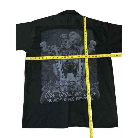 OCC ORANGE COUNTY CHOPPERS BIKER SKELETON WORK SHIRT XL Nobody Rides For Free - Picture 6 of 6